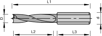 Solid Tungsten Carbide 2 Flute 57.5mm Mosquito Dowel Bit