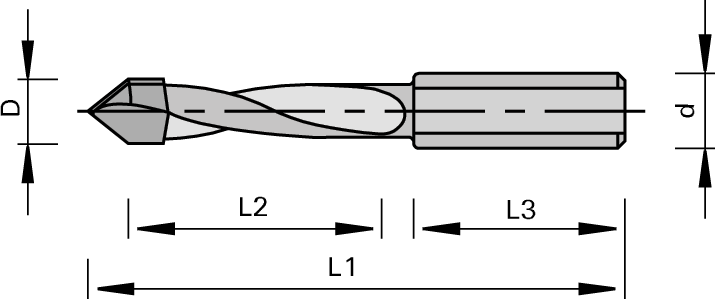 Tungsten Carbide 4 Flute 57.5mm V-Point Drill Bit
